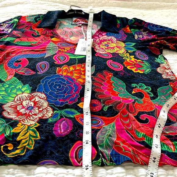 Johnny Was M Janie favorite puff sleeve polo Emberwing - Picture 5 of 5